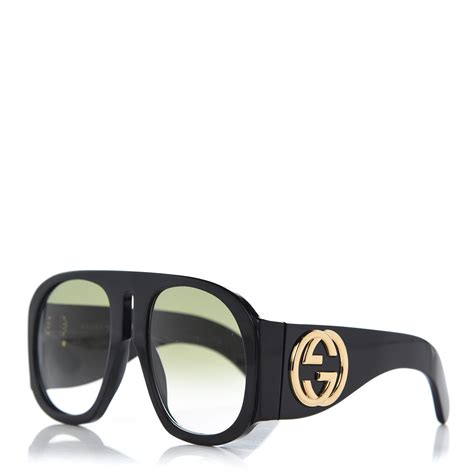 gucci shiny metal aviator sunglasses black|gucci oversized acetate aviator sunglasses.